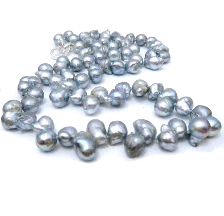 Blue Baroque Top-Drilled Akoya Pearl Strand